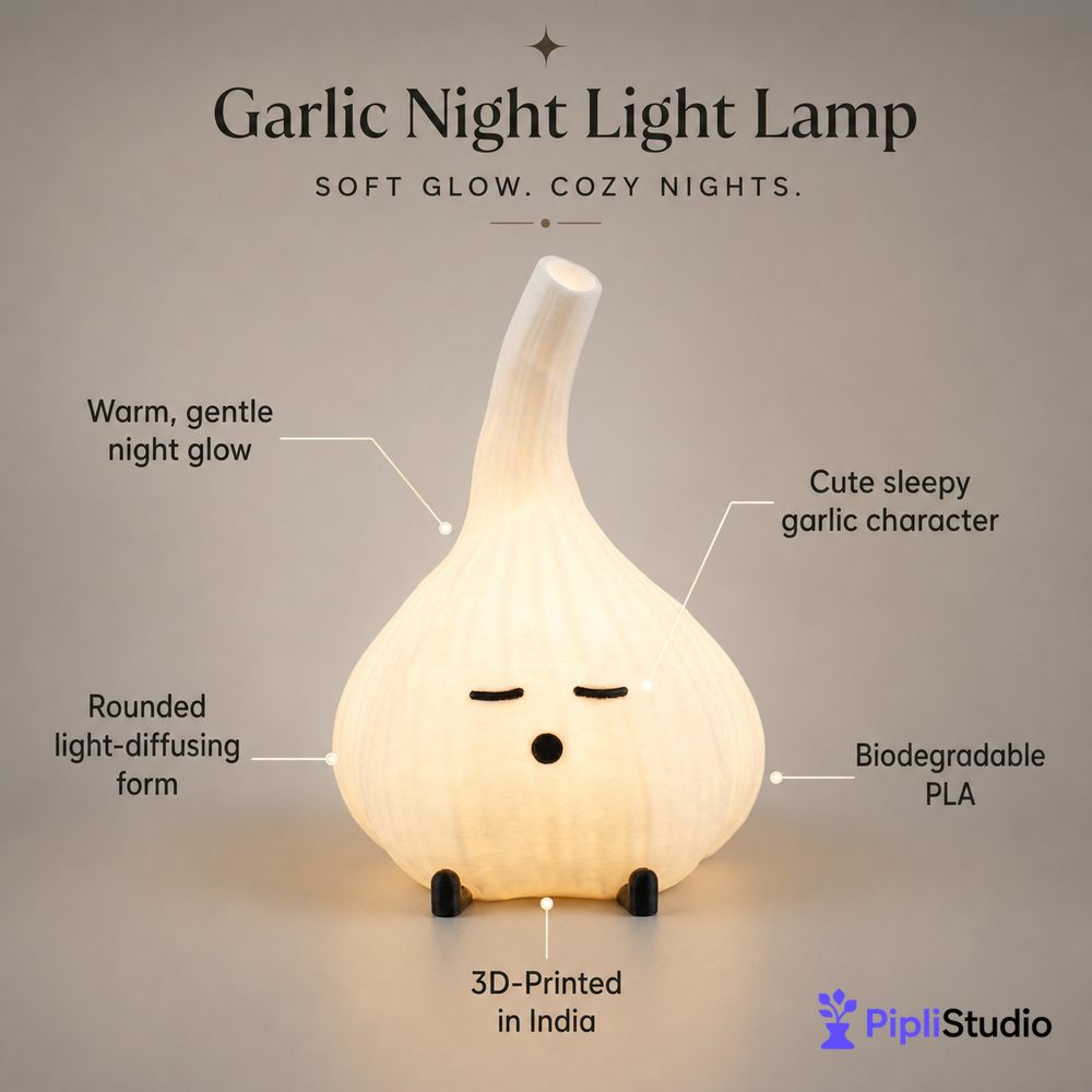 Garlic Night Light Lamp - Cute Cozy Glow (14cmx10cm)