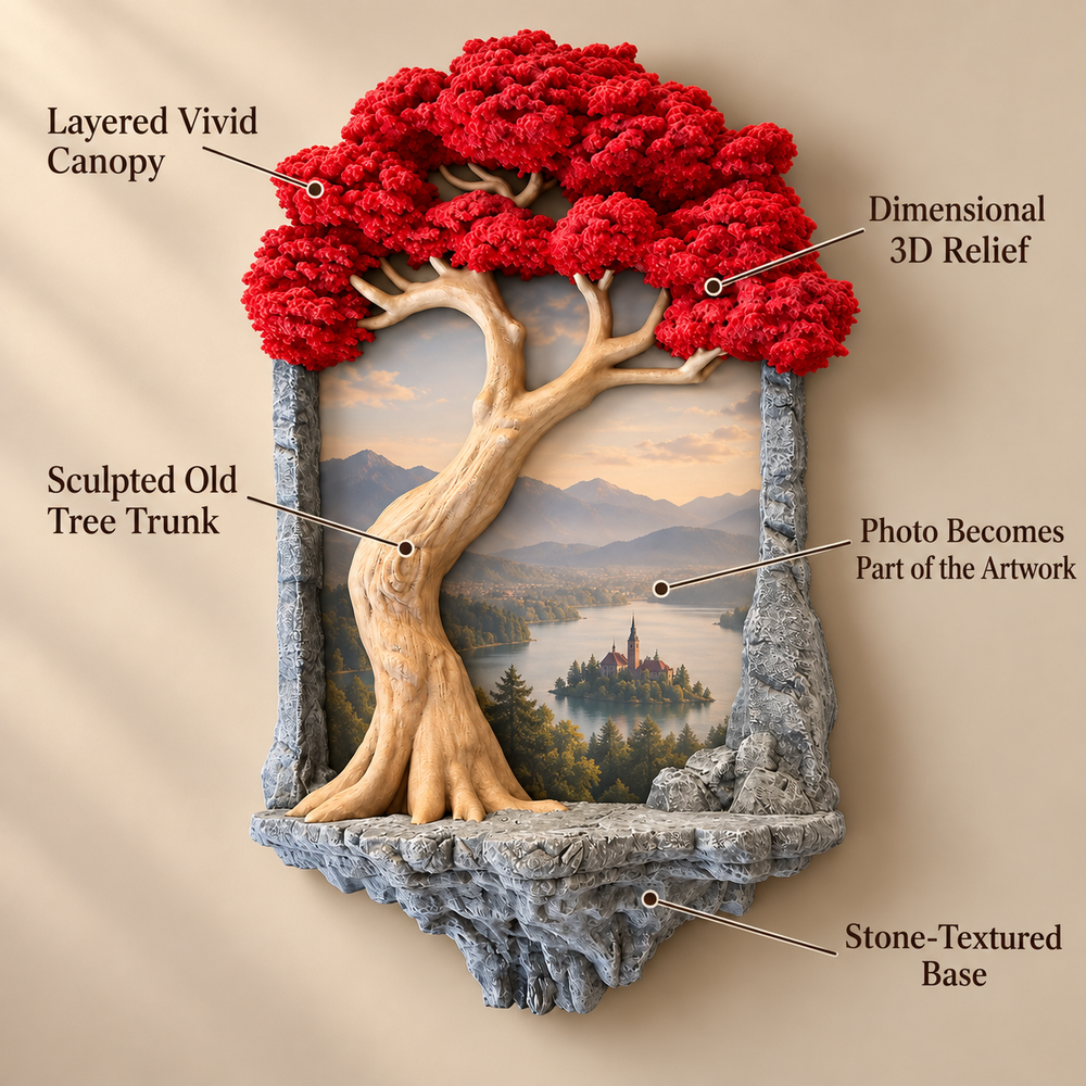 Old Tree Wall Decor Picture Frame (With One Miniature Toy)