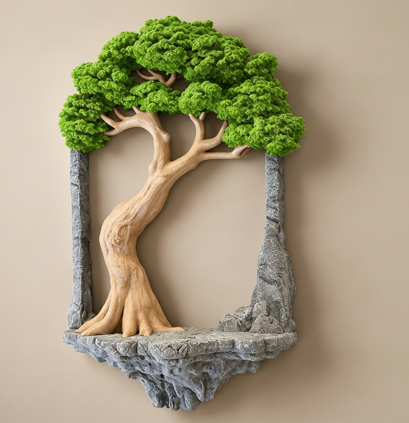 Old Tree Wall Decor Picture Frame (With One Miniature Toy)