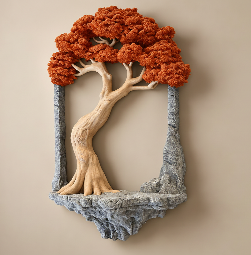 Old Tree Wall Decor Picture Frame (With One Miniature Toy)