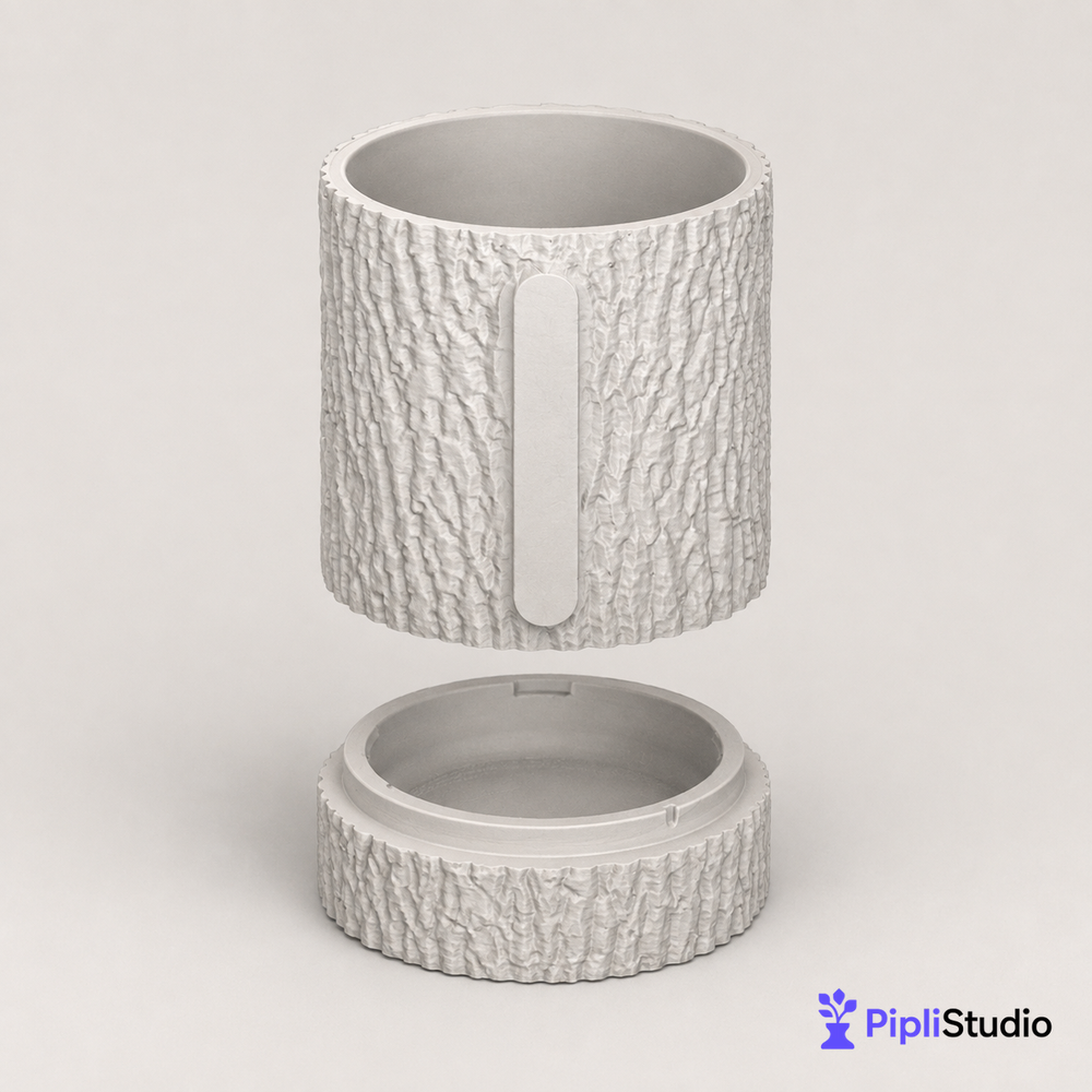 Tree Bark Planter with Hidden Drip Tray