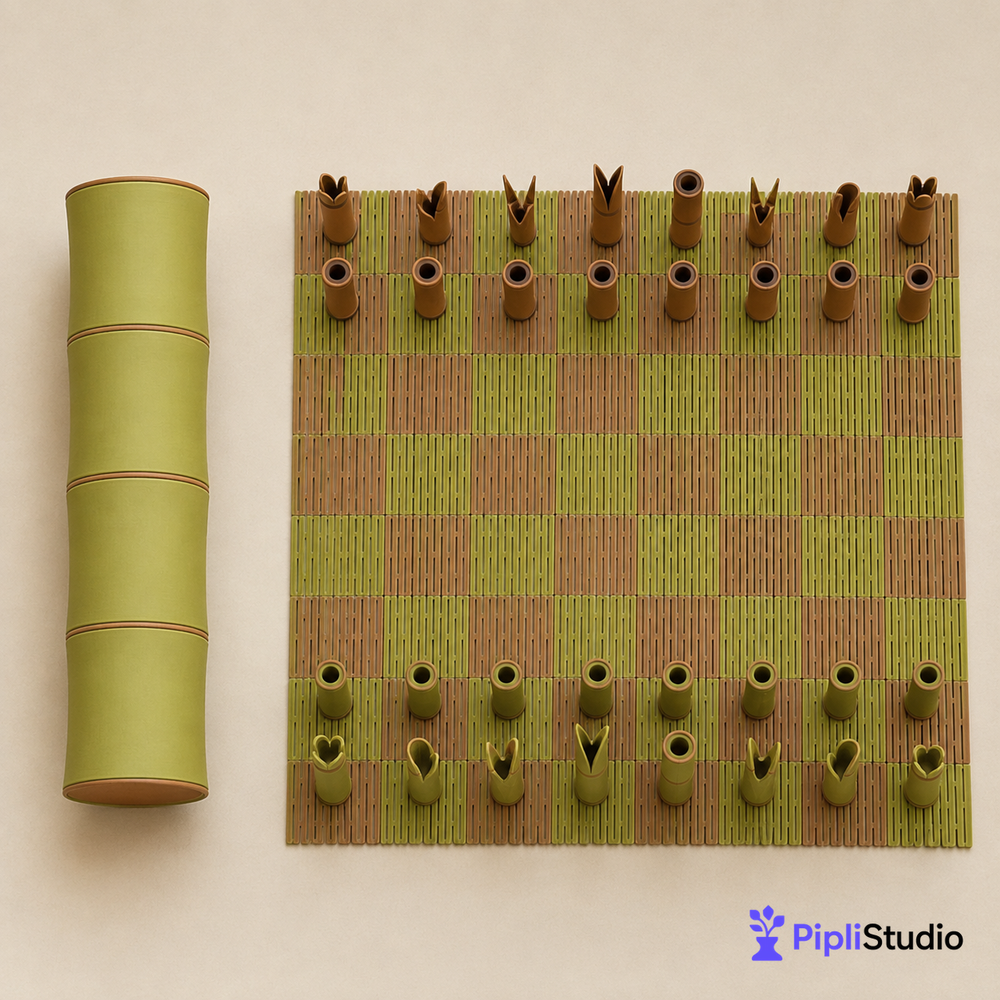Bamboo Themed Portable Chess Set – Travel Ready