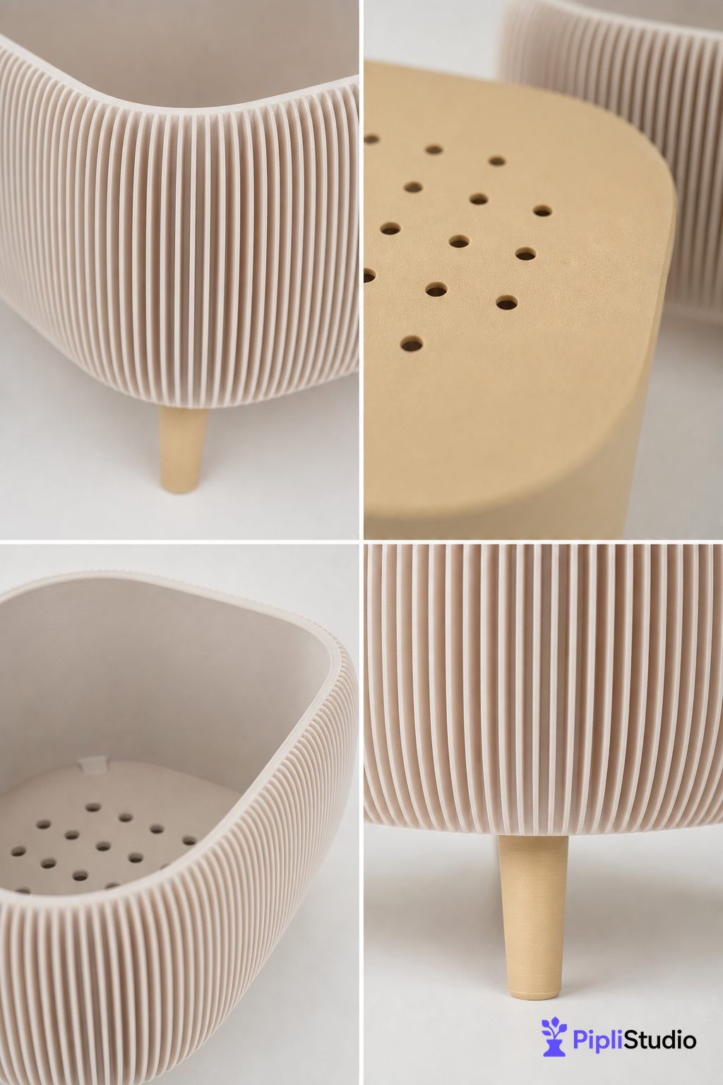 Modern Herb Planter Set with Drainage & Legs (set of 2)