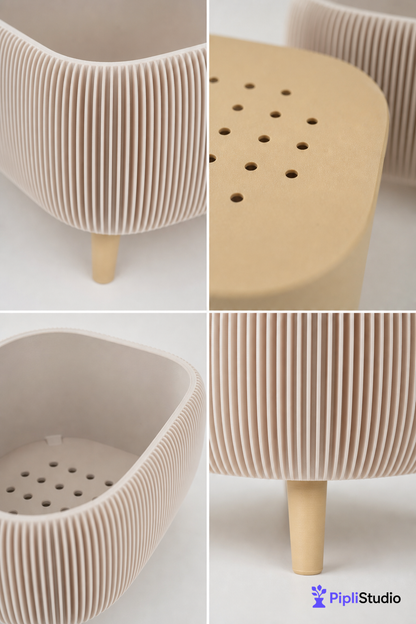 Modern Herb Planter Set with Drainage & Legs (set of 2)