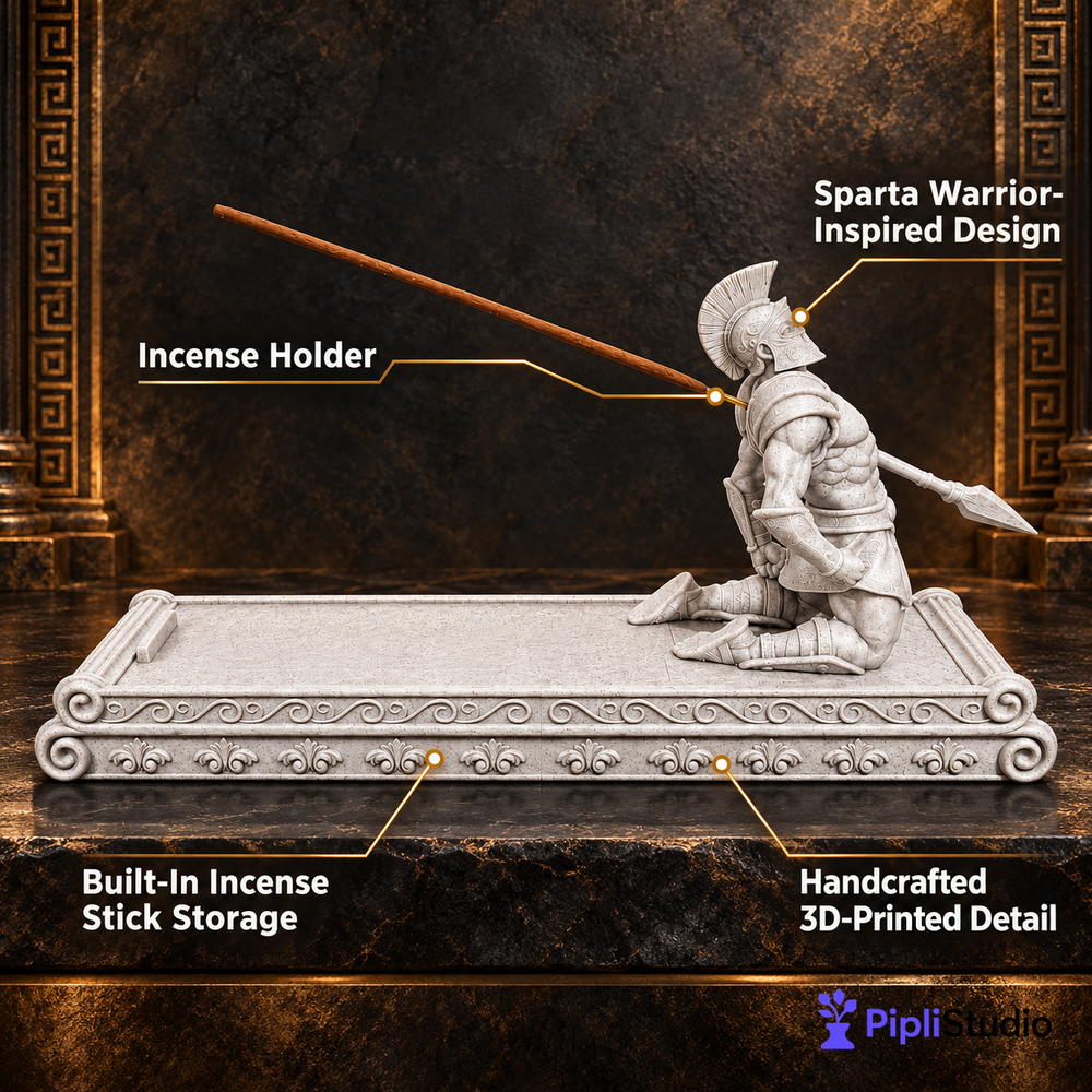 Sparta Warrior Incense Holder with Incense Storage Box