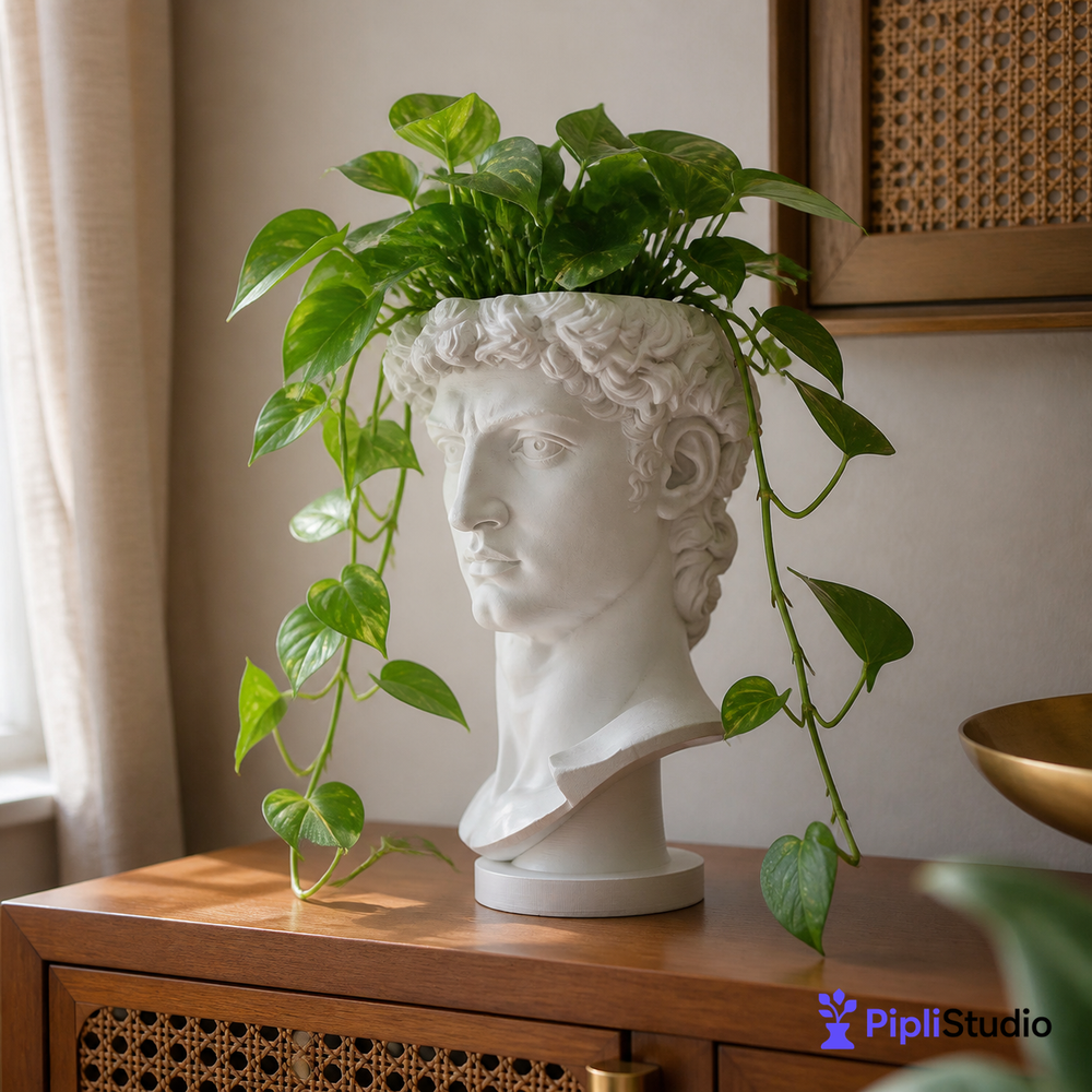 Renaissance Bust Planter with Drainage Base