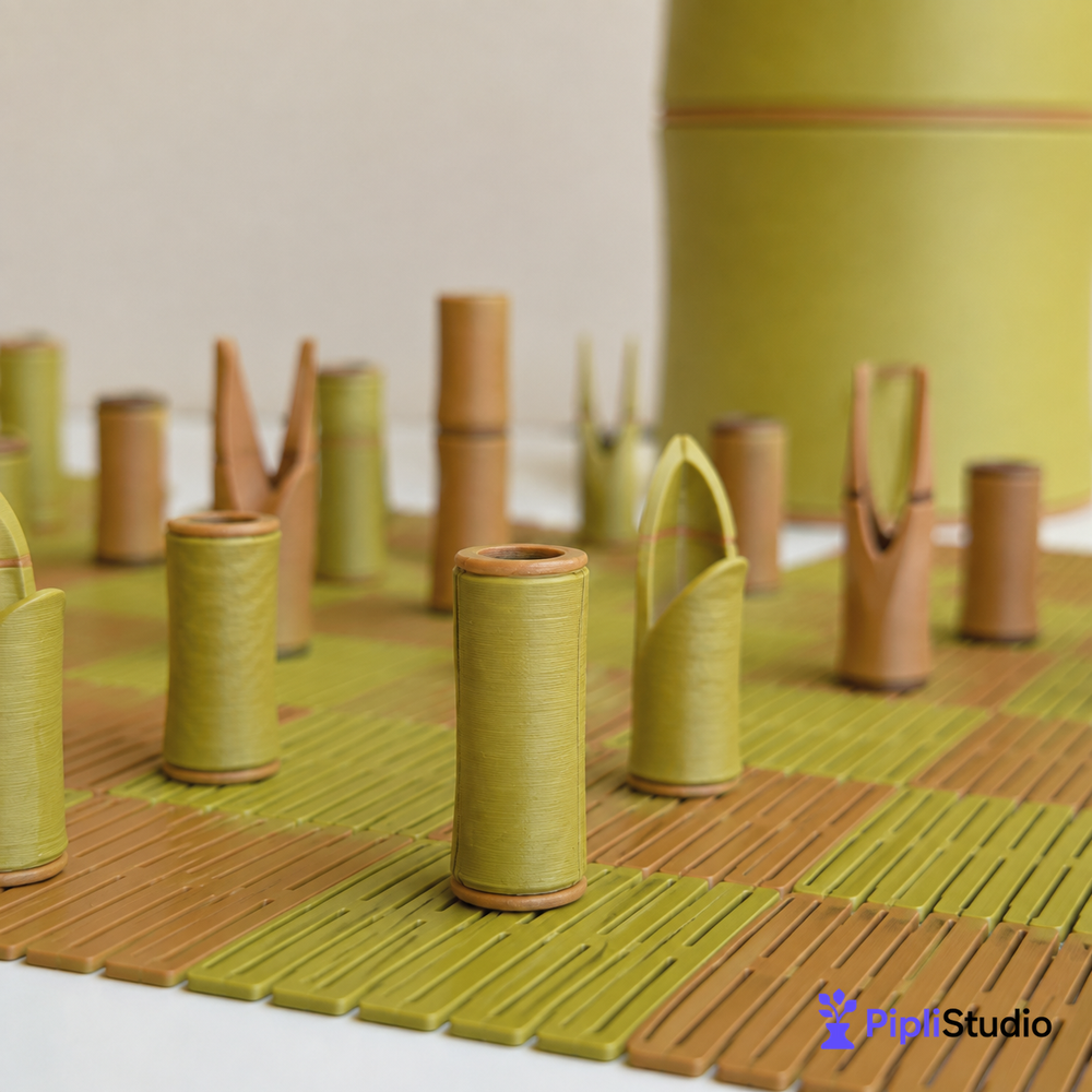 Bamboo Themed Portable Chess Set – Travel Ready