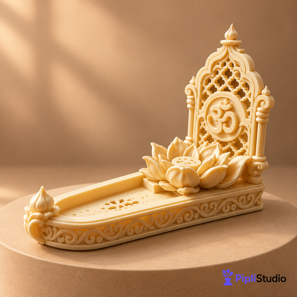 Lotus Om Incense Holder – Mess-Free Pooja
