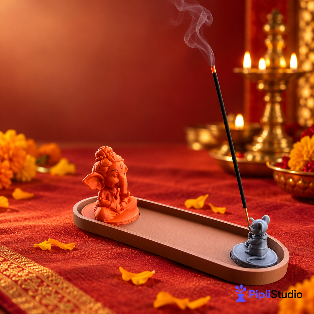 Ganesh Ji & Mushak Ji Incense Holder with Ash Tray – Divine Home Décor & Pooja Accessory