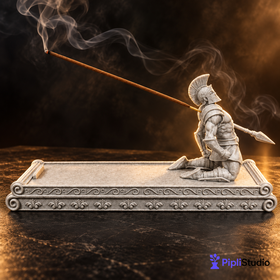 Sparta Warrior Incense Holder with Incense Storage Box