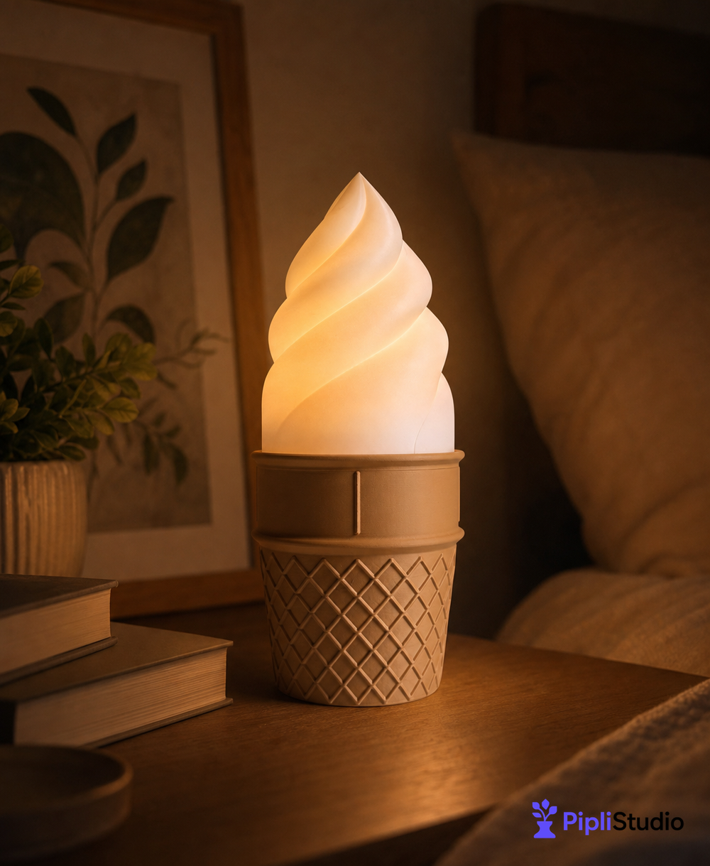 Gelato Ice Cream Cone Desk Lamp for Cozy Ambient Light