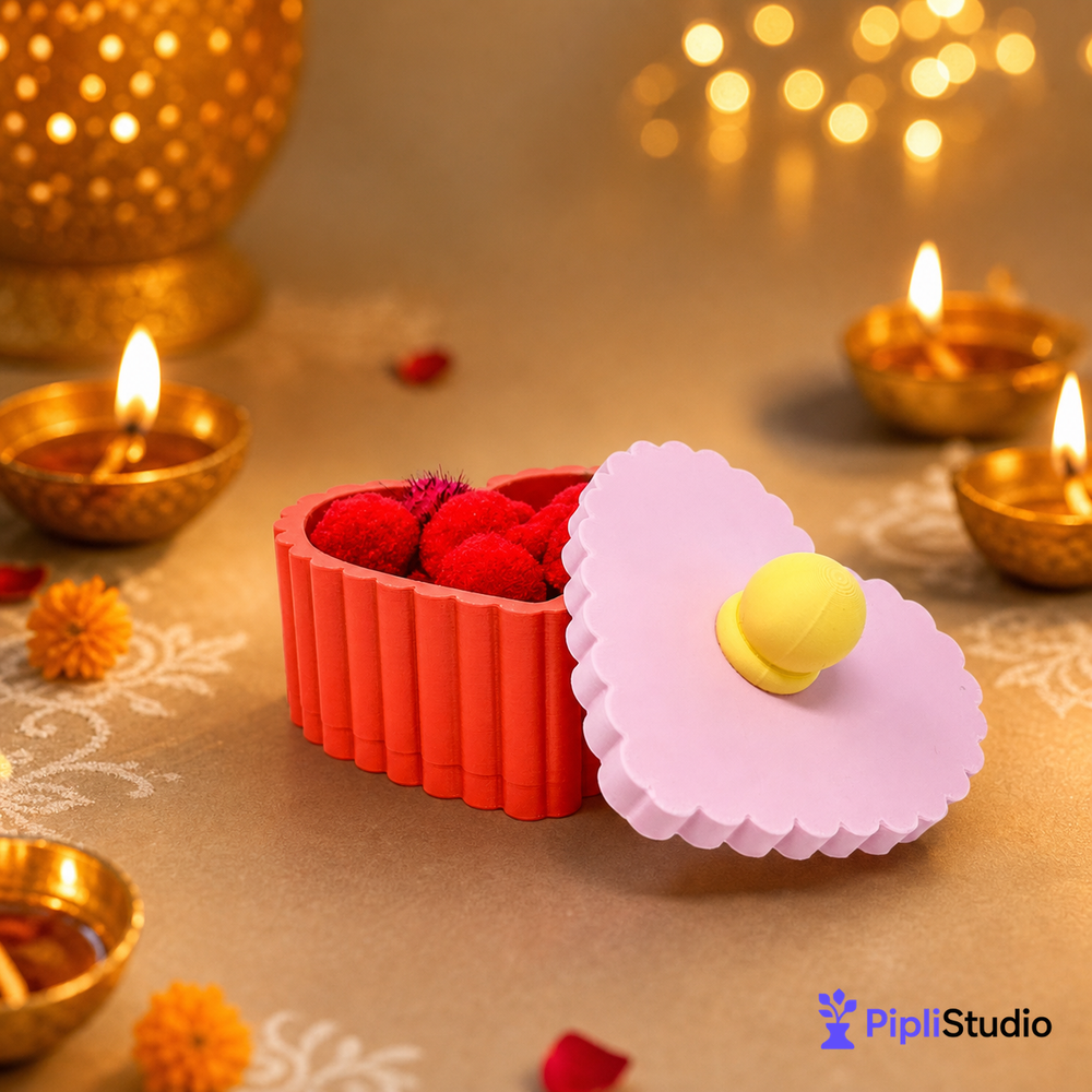 Retro Pleated Heart Jewelry Box