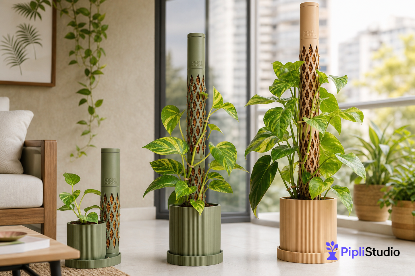 Modular Self-Watering Moss Pole for Climbers
