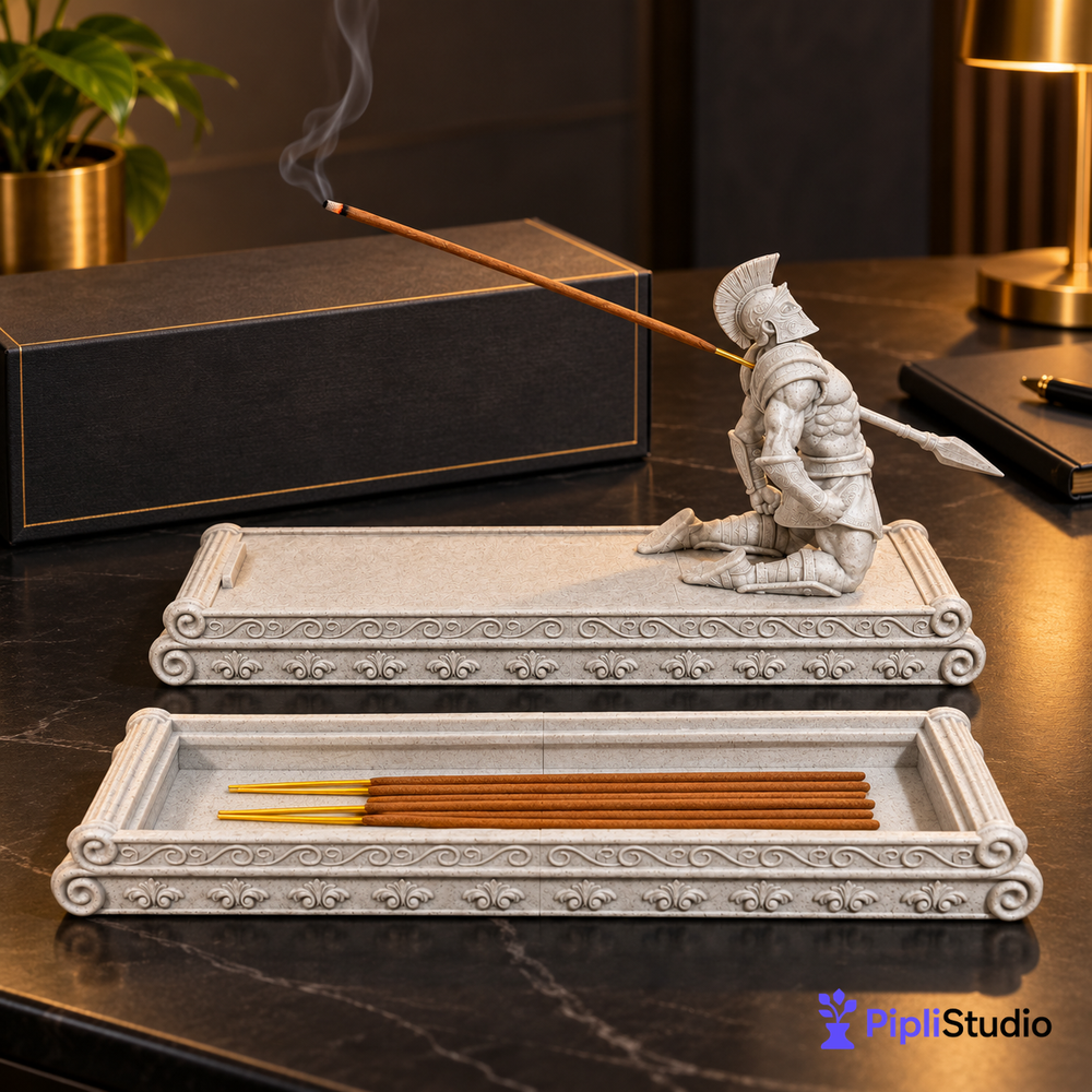Sparta Warrior Incense Holder with Incense Storage Box
