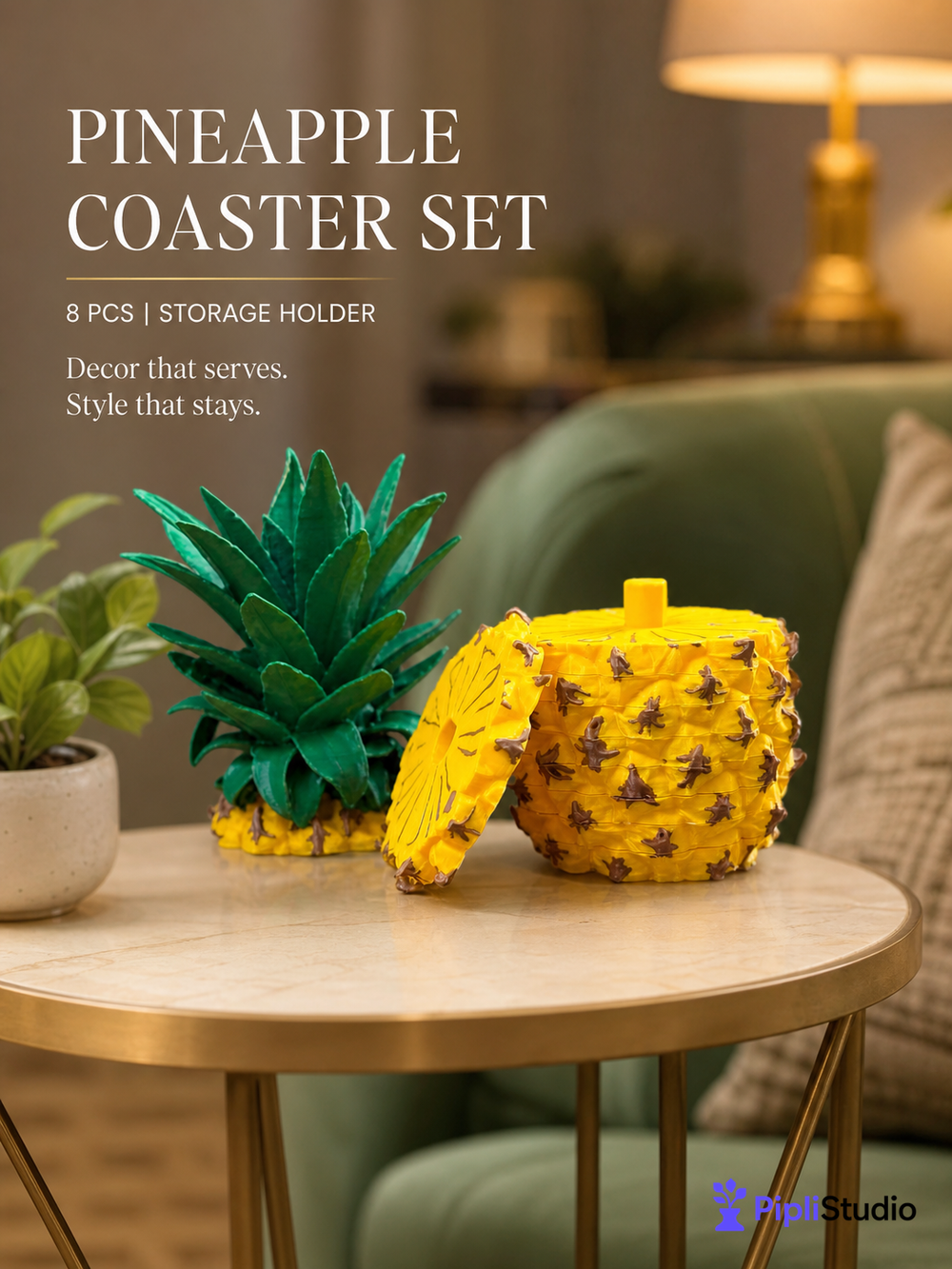 Pineapple Coaster Set (8 Pcs In One Set)