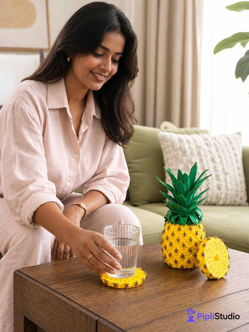 Pineapple Coaster Set (8 Pcs In One Set)