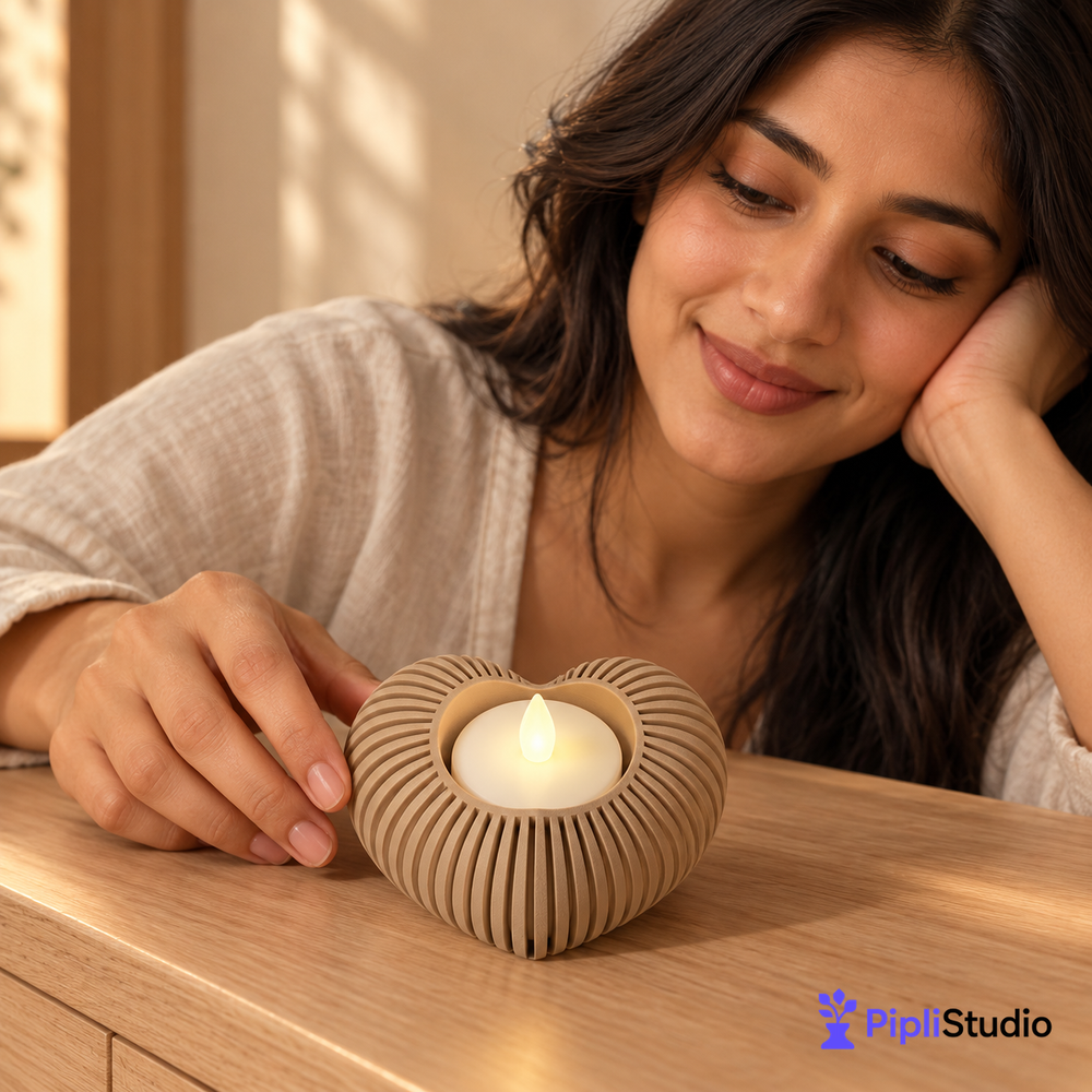 Heart LED Tealight Holder for Cozy Ambience