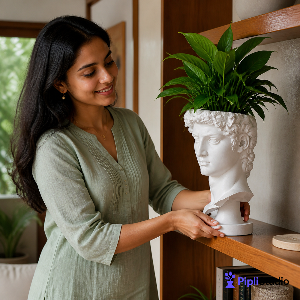 David Bust Planter with Drainage Base