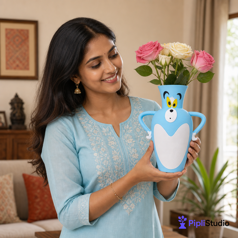 Tom Cat Rose Vase Decor | Fun 3D Printed Accent