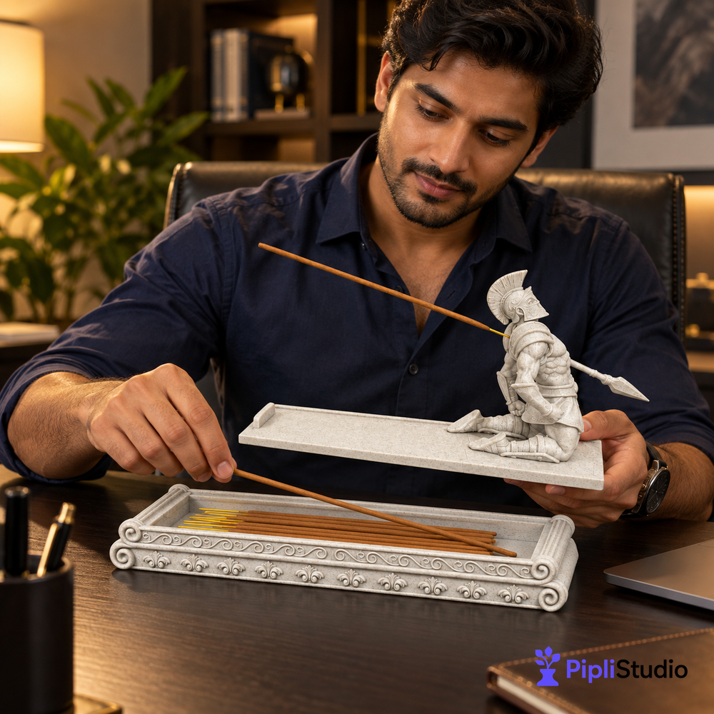 Sparta Warrior Incense Holder with Incense Storage Box