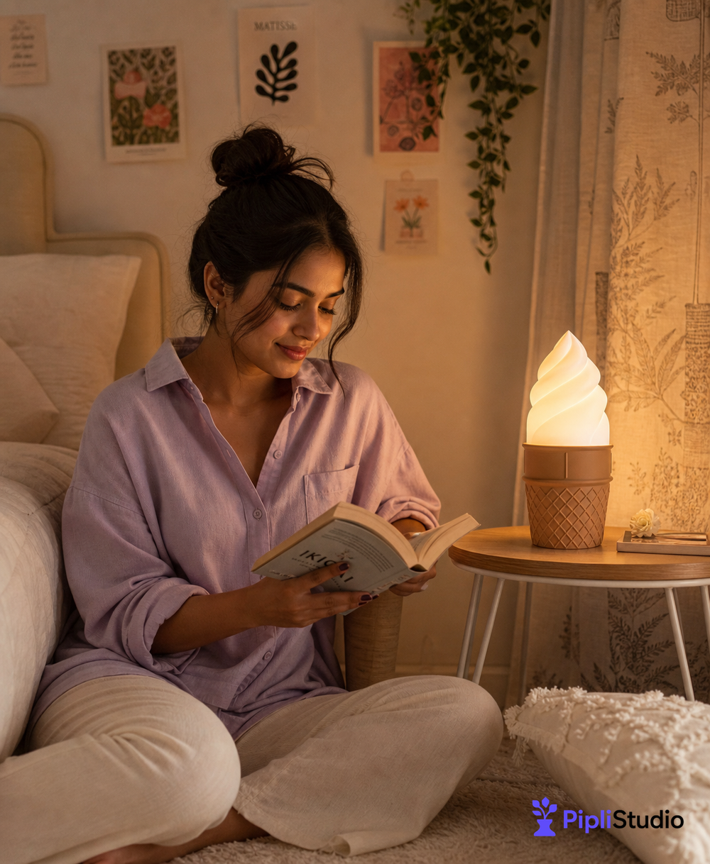 Gelato Ice Cream Cone Desk Lamp for Cozy Ambient Light