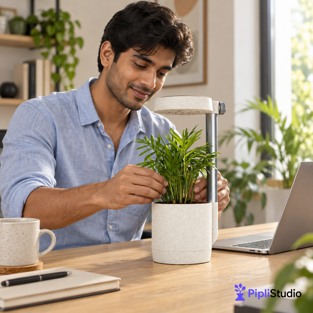 Nimbus Desk Planter Vase With Drip Tray (Manual)
