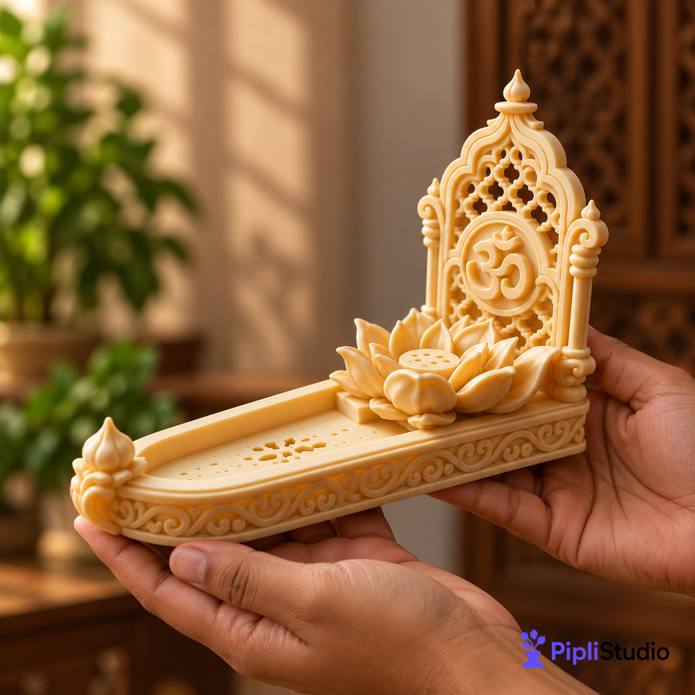 Lotus Om Incense Holder – Mess-Free Pooja