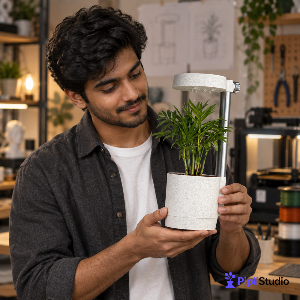 Nimbus Desk Planter Vase With Drip Tray (Manual)
