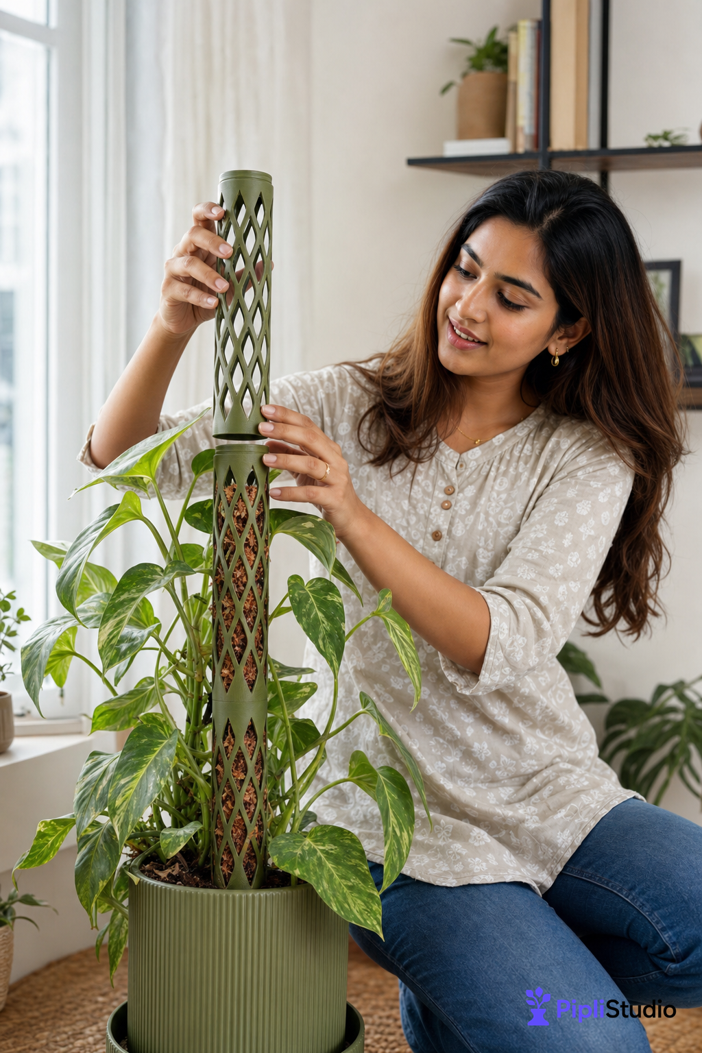 Modular Self-Watering Moss Pole for Climbers