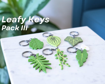 Leafy Keys - Houseplant Keychains For Car Key Ring and House Keys (Set Of 6)
