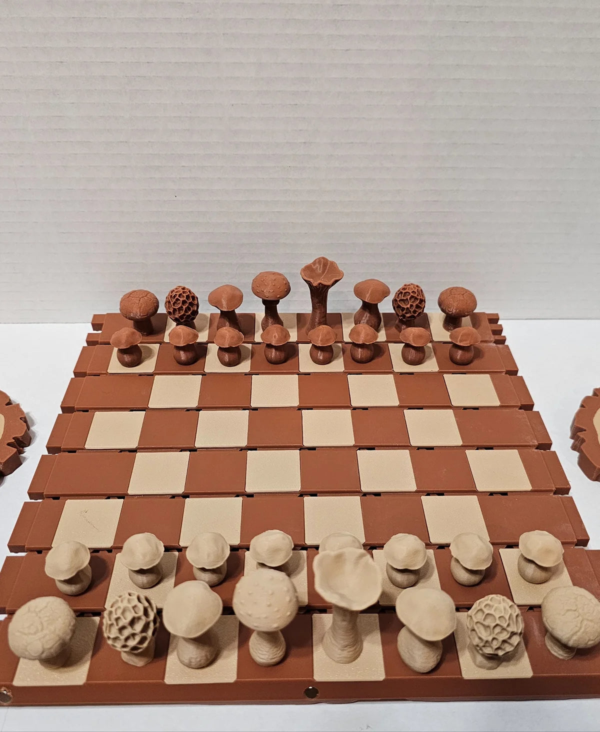 Forest Chess Set - Log and Mushroom Chess Board Set With Checkers