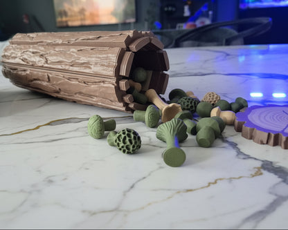 Forest Chess Set - Log and Mushroom Chess Board Set With Checkers