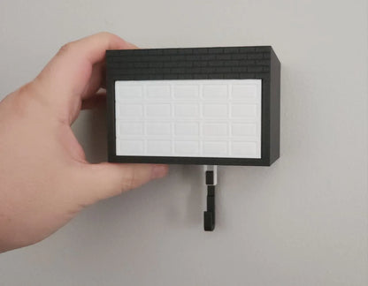 Miniature Car Garage Key Holder with 1:64 Scale Model – Wall Mount with Opening Garage Door (With Car)