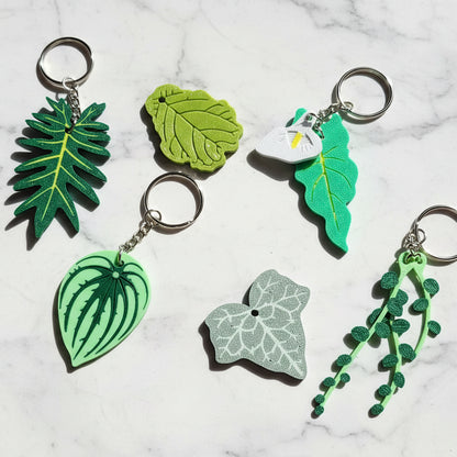 Leafy Keys - Houseplant Keychains For Car Key Ring and House Keys (Set Of 6)
