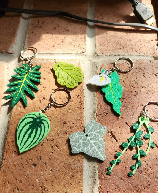 Leafy Keys - Houseplant Keychains For Car Key Ring and House Keys (Set Of 6)