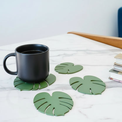 Leafix Classic Monstera Coaster Set With Magnetic Leaves & Pot