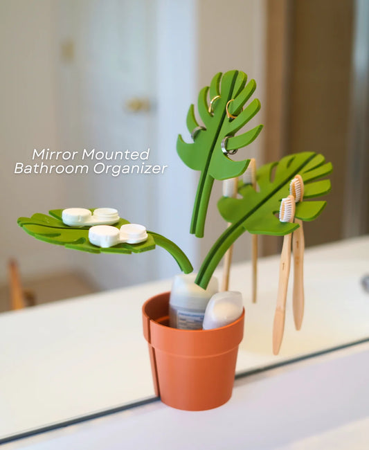 Leafix Mirror Monstera Bathroom Organizer (Mounts to the Mirror)