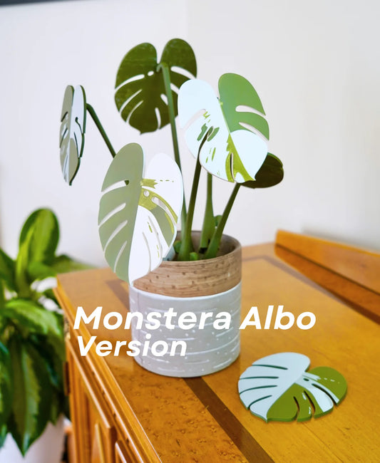 Leafix Classic Monstera Coaster Set With Magnetic Leaves & Pot