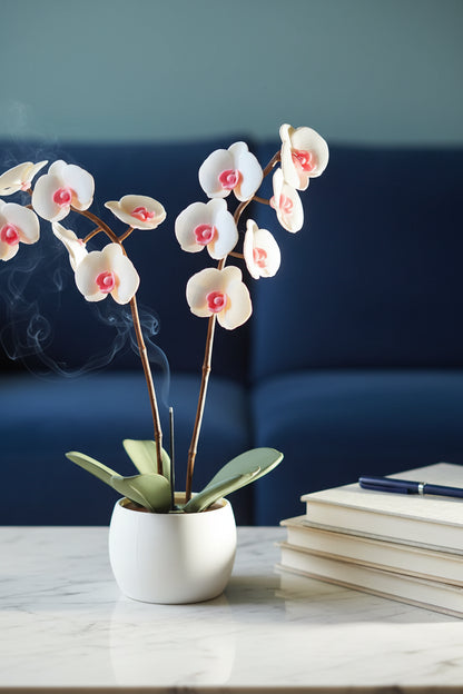 Aromatic Orchid Oil Diffusor and Incense Holder - with Spinning Leaves