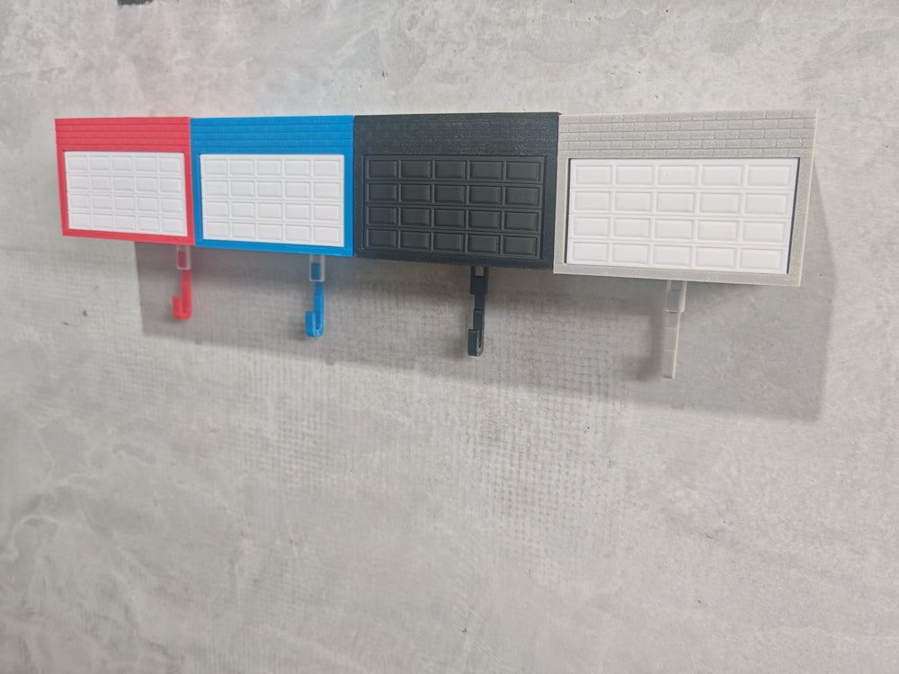 Miniature Car Garage Key Holder with 1:64 Scale Model – Wall Mount with Opening Garage Door (With Hot Wheels Car)