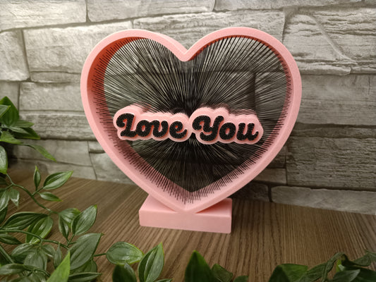 Love You Heart String Art With Customised Name - Best Valentine Gift