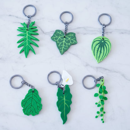 Leafy Keys - Houseplant Keychains For Car Key Ring and House Keys (Set Of 6)