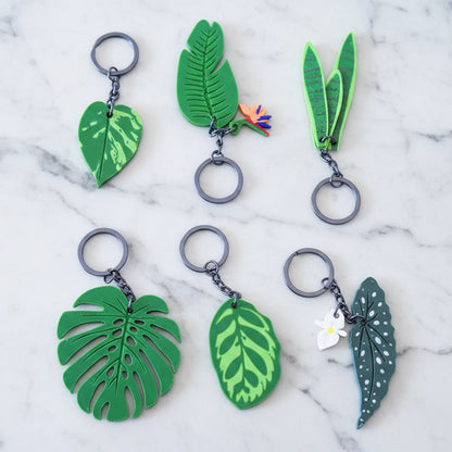 Leafy Keys - Houseplant Keychains For Car Key Ring and House Keys (Set Of 6)