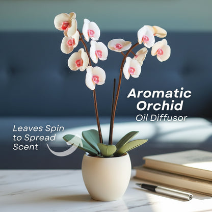 Aromatic Orchid Oil Diffusor and Incense Holder - with Spinning Leaves