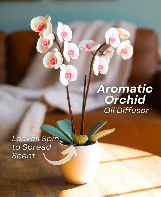 Aromatic Orchid Oil Diffusor and Incense Holder - with Spinning Leaves