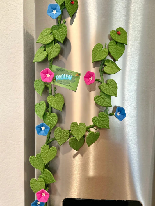 MagLeaf Magnetic Vine With Articulating Stems, Fridge Magnet (Morning Glory & Ivy Leaf)