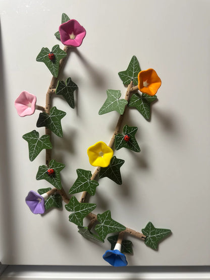 MagLeaf Magnetic Vine With Articulating Stems, Fridge Magnet (Morning Glory, Ivy Leaf & Boston Ivy Leaf)