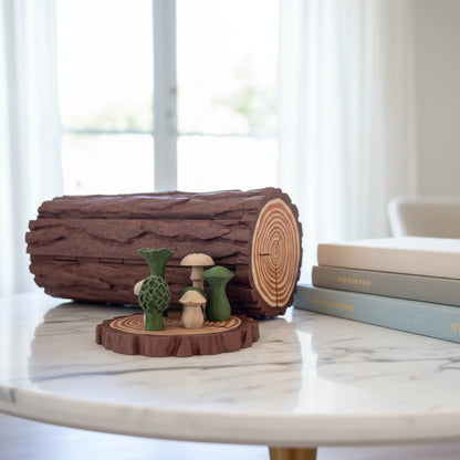 Forest Chess Set - Log and Mushroom Chess Board Set With Checkers