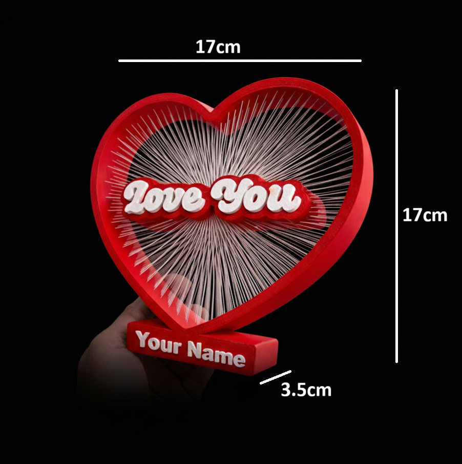 Love You Heart String Art With Customised Name - Best Valentine Gift