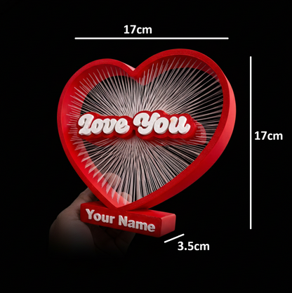 Love You Heart String Art With Customised Name - Best Valentine Gift